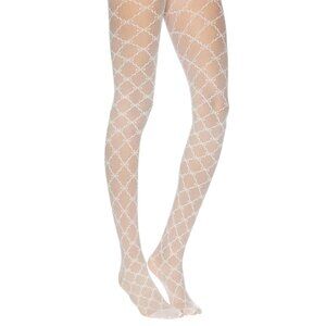 Free People Ribbon Chain Tight in Cream One Size New Womens Nylons Pantyhose
